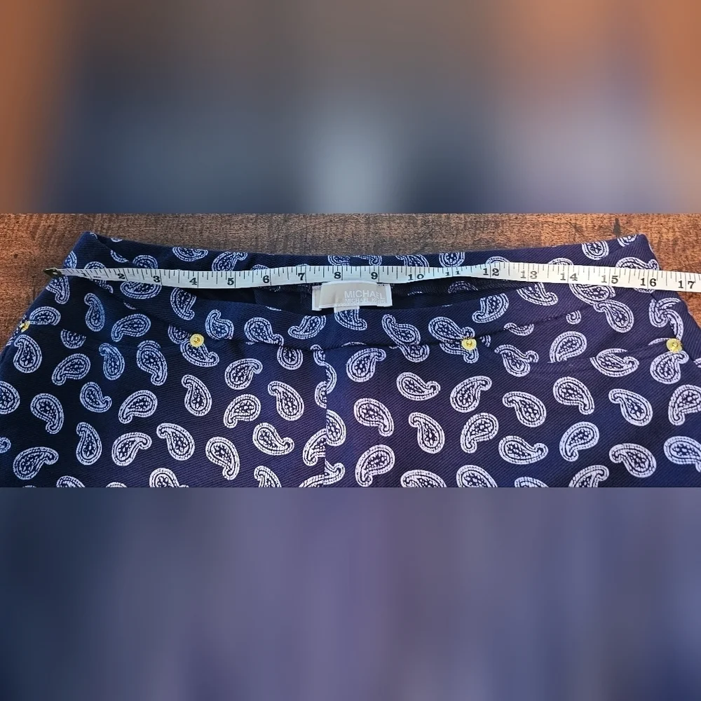 Michael Kors Blue & White Paisley Jeggings Size Large Pockets